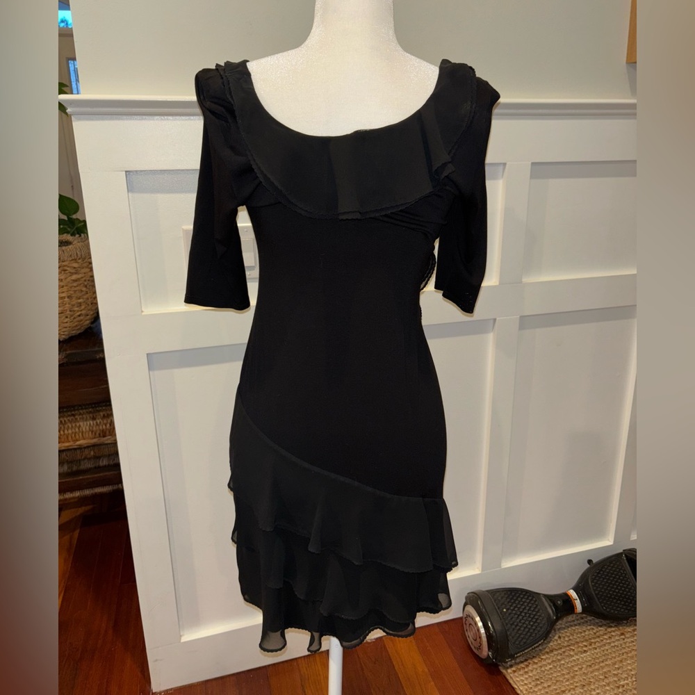 White House Black Market Asymmetrical Black Dress